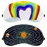 Eslifey Confezione da 2 mascherine per dormire, con pianeta del sistema solare, per uomini e donne, viaggi in aereo