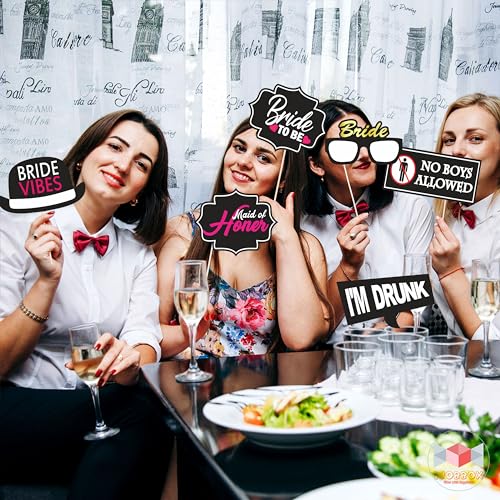 Image of WOBBOX Bachelorette Party Photo Booth Props for Bride & Groom, Bridal Shower Props, Bachelorette Party Decoration, Bride to be Party Decorations Items- Red and Black