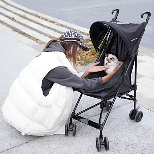 Favonius poupee Lightweight Travel Pet Stroller for Small Dogs & Cats, Compact Portable (Black) - Thumbnail 5