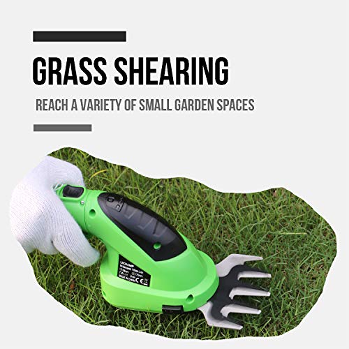 Lichamp Cordless Hedge Trimmers, 7.2V Electric Grass Shears Shrub Trimmer Hand Held Battery Powered Rechargeable for Garden and Lawn Greenwork