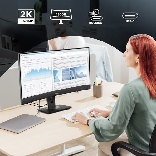 Image of ViewSonic VG3456CA 34 Inch 1440p Ultrawide Docking Monitor, Curved IPS Display for Smooth Home and Office Productivity, Full Ergonomic Adjustability, 100W USB-C, RJ45, and HDMI Inputs