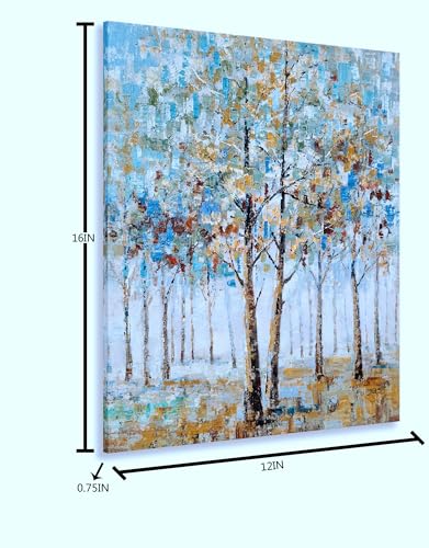 NdcSkyArt Tree Canvas Wall Art - Hand Painted Abstract Forest Painting for Modern Home Décor
