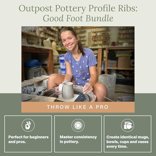 OUTPOST POTTERY Profile Ribs - Precision Pottery Rib Tools Made W/Durable PLA for Consistent Shapes, Floating Designs & Accurate Craft - Texture & Trimming Tools (Good Foot Bundle) - Thumbnail 2