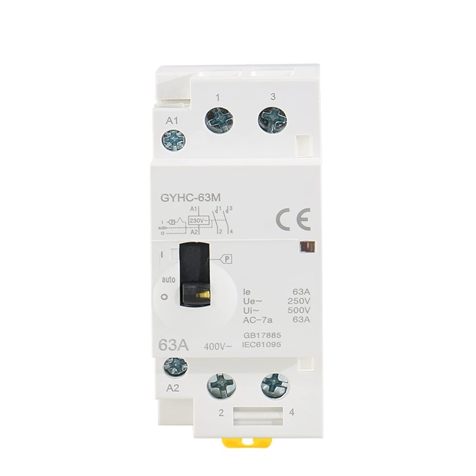 2P 40A 63A 2NO o 2NC Manual hogar Modular Rail AC Contactor AC220V 230V Control Manual 1 Uds (Color : 2p 40a 2nc 220v)