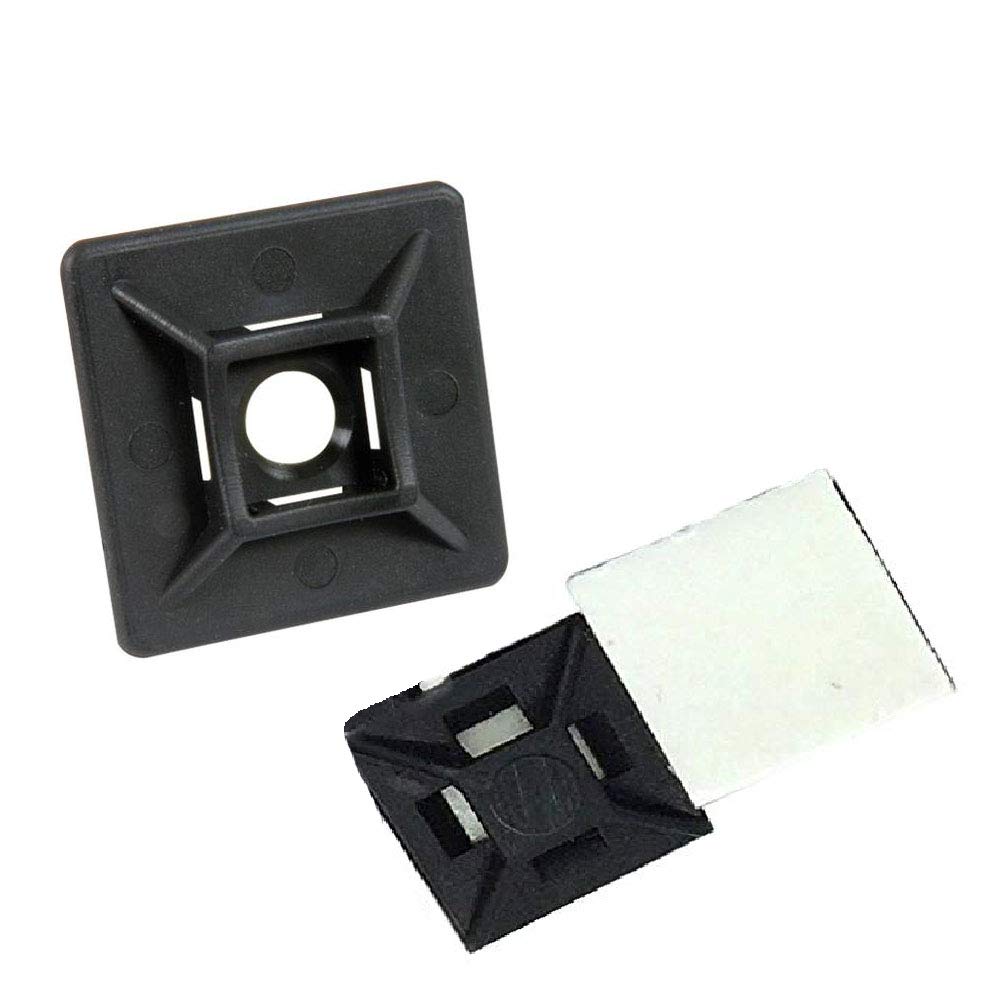 Electrical4all 20mm SELF Adhesive Cable TIE Wire Base MOUNTS Stick Black White (10)