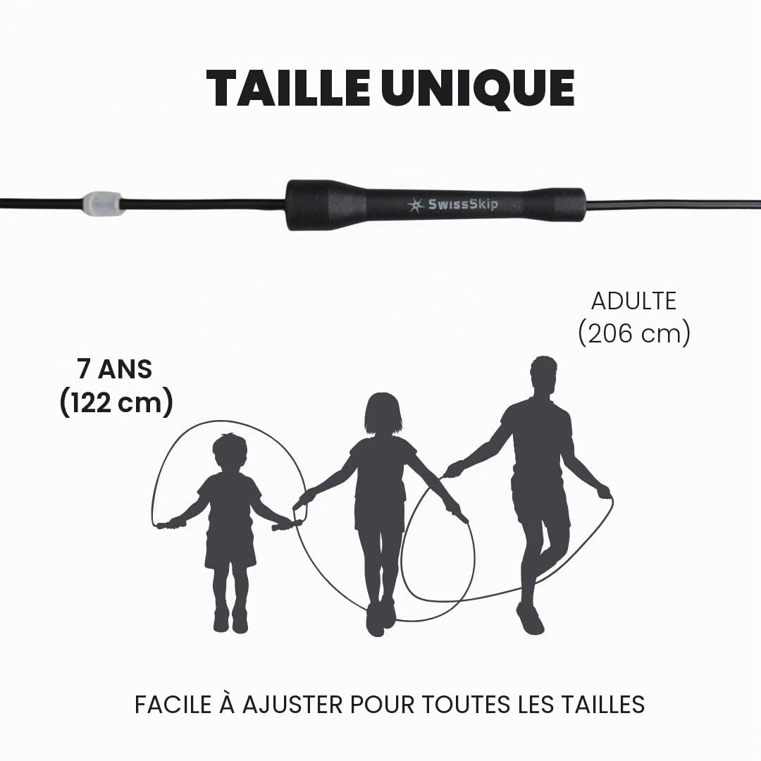 Swissskip Dayan Kolev Corde à sauter en PVC de 5 mm, idéale pour les athlètes débutants et avancés, conçue pour le fitness, le cardio, la boxe et le crossfit, longueur réglable avec poignées
