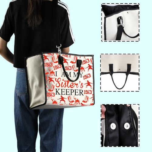 Bolso tote PWHAOO para hermandad griega 'I Am My Sister's Keeper', color rojo, para mujer miniatura 6