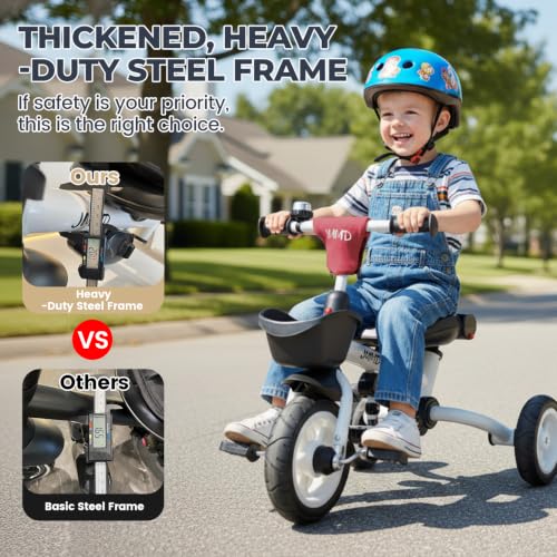 Image of JMMD 8-in-1 Foldable Toddler Tricycle for Ages 1-5, Portable Trike Stroller