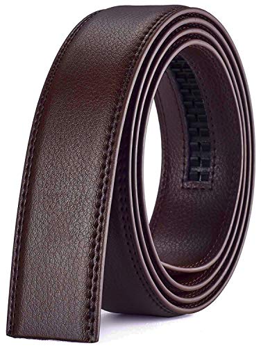 Xhtang Men's Genuine Leather Belt without Buckle Ratchet Belt 35mm 1 3/8