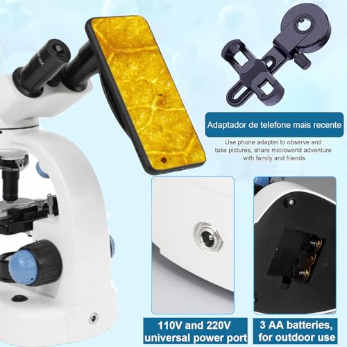 GplHAIN Microscópio trinocular (40X-30000X/50000X/70000X), microscópio de laboratório, rotação de 36