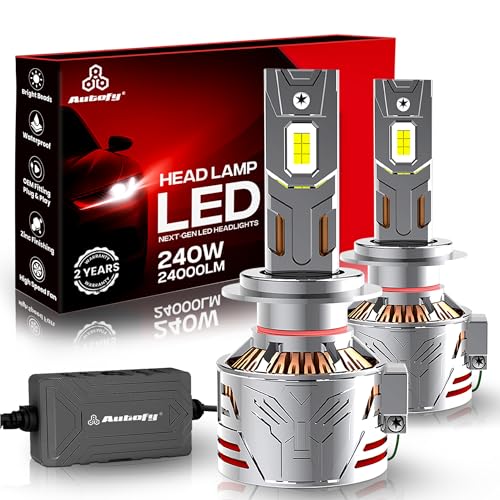 Autofy Falcon LED Headlight for Car 240W 24000LM 6000K Bright White IP68 Waterproof - 9005/9006 OEM Plug & Play Fitting - 12000 RPM Fan & Copper...