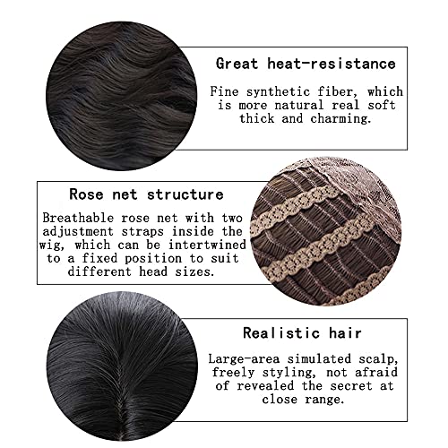 12.6 Inch Natural Black Wig Japanese Style Harajuku Male Short Wigs Boys Curly Hair Fluffy Wig Cosplay Wigs Brother Handsome Guy Wig, Heat Resistant Synthetic Fiber, Wig Cap Included, No Headwears #TOP6