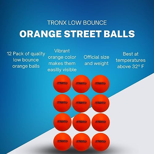 image for TronX Street Hockey Balls - 12 Pack - Low No Bounce Orange Outdoor Off