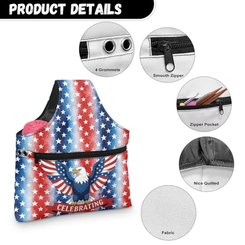 Image of ZUXONGSY Patriotic Eagle Yarn Bag America250 Knitting Tote Bag Cookies Yarn Tote Yarn Organizers and Storage for Women Knitting Yarn Storage Bag Organizer