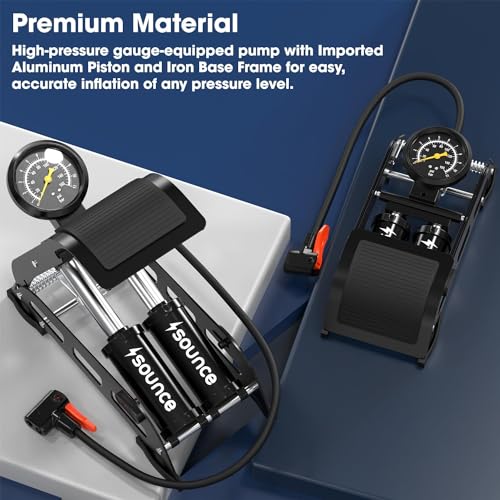 Image of Sounce Cylinder Portable Foot Pump | Rapid Inflation | Hands-Free | Quick and Efficient Pumping for Car, Bike, Cycle, Balls, Air Tyre Inflator for car Bike and Cycle