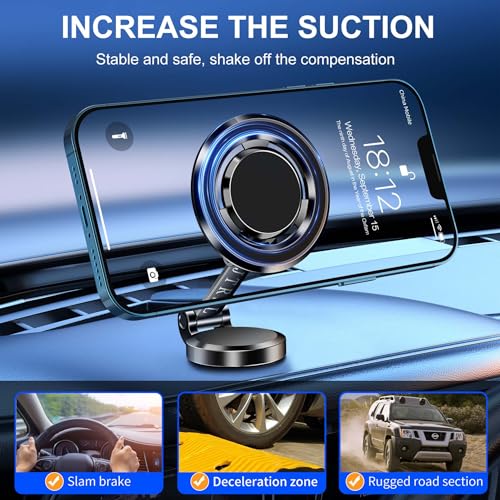 Image of for Foldable Magsafe car Mount - 360 Base Rotating Car Dashboard Magnetic Cell Phone Holder, Powerful Magnet Car Phone Holder, Compatible with All Smartphones-MagSafe Car Accessories