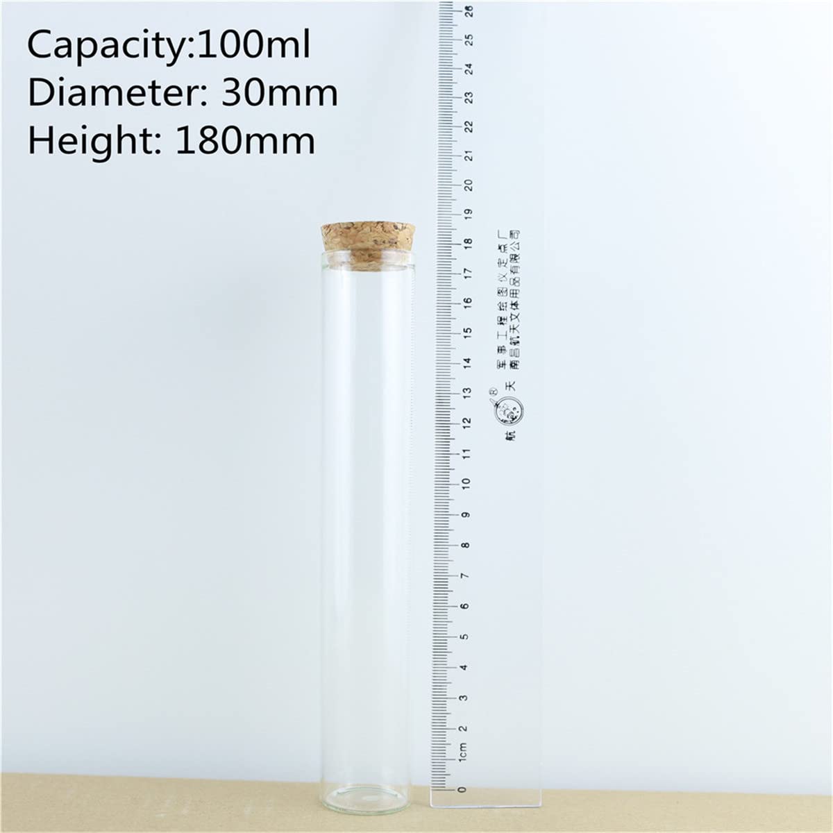 probówki ze szkła borokrzemowego, Szklane probówki Słoiki Fiolki z korkami 6 szt. 30x180mm 100ml