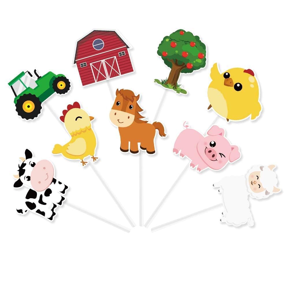 WERNNSAI 36 PCS Farm Cupcake Toppers - Farm Animal Birthday Decorations Animal Cake Toppers Picks Barnyard Party Decorations for Kids Baby Shower Birthday Tractor Theme Party Supplies