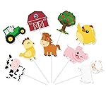 WERNNSAI 36 PCS Farm Cupcake Toppers - Farm Animal Birthday Decorations Animal Cake Toppers Picks Barnyard Party Decorations for Kids Baby Shower Birthday Tractor Theme Party Supplies