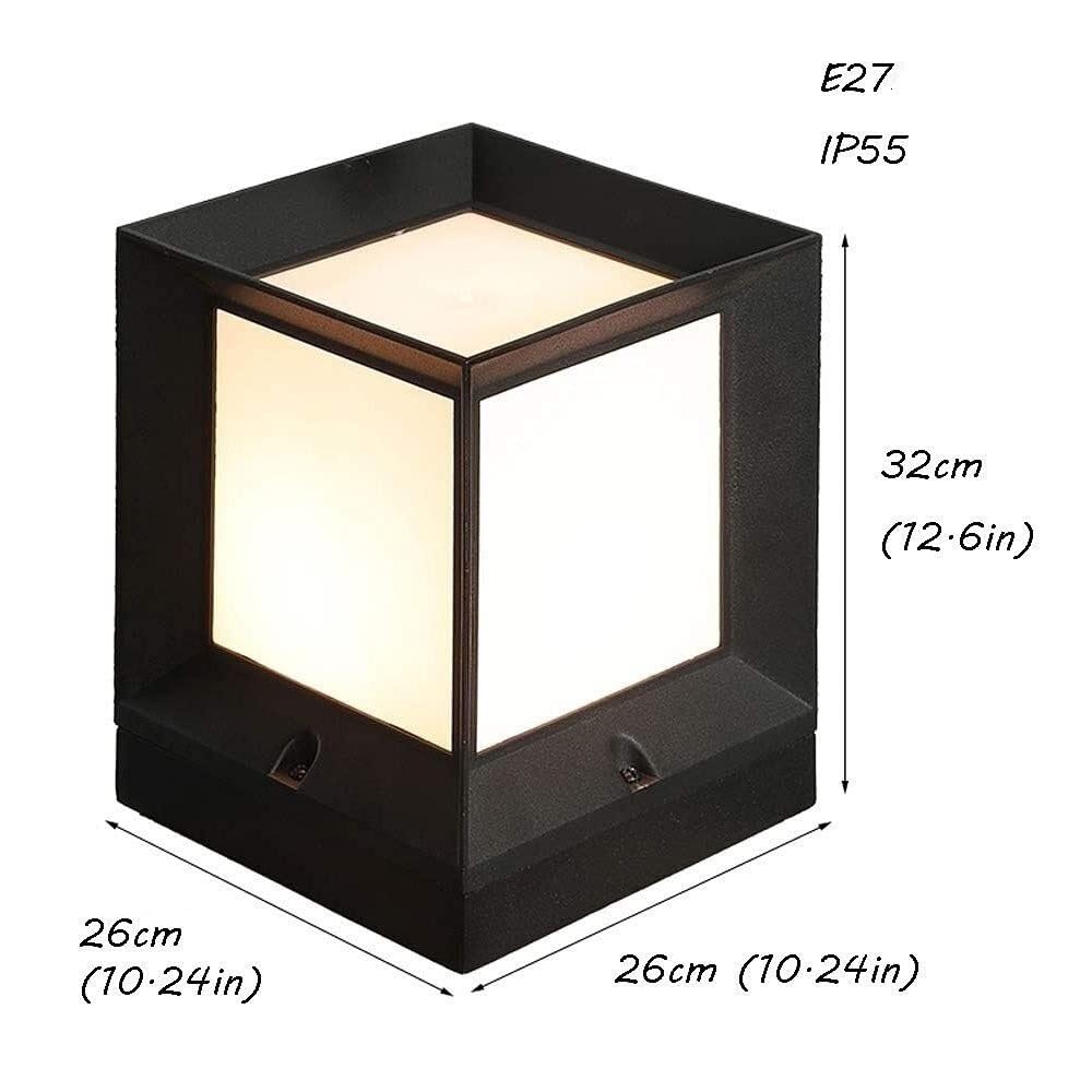 światło Słupka Nowoczesna Zewnętrzna Lampa Słupkowa Wodoodporna Lampa Tarasowa ABS Akrylowa Lampa Ogrodowa Słupkowa Oświetlenie Ogrodowe Na Podwórko Lampy Solarne(26x26x32cm)