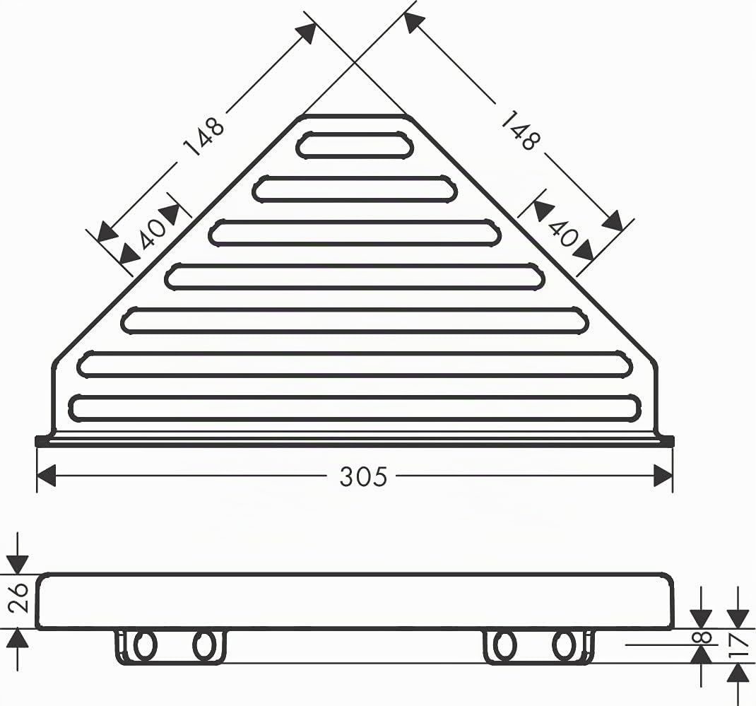 hansgrohe AddStoris - Tablette d'angle murale, Panier de douche, Étagère d'angle salle de bain, Étagère de douche d'angle, Porte-savon douche, Accessoires salle de bain, Chromé, 41741000