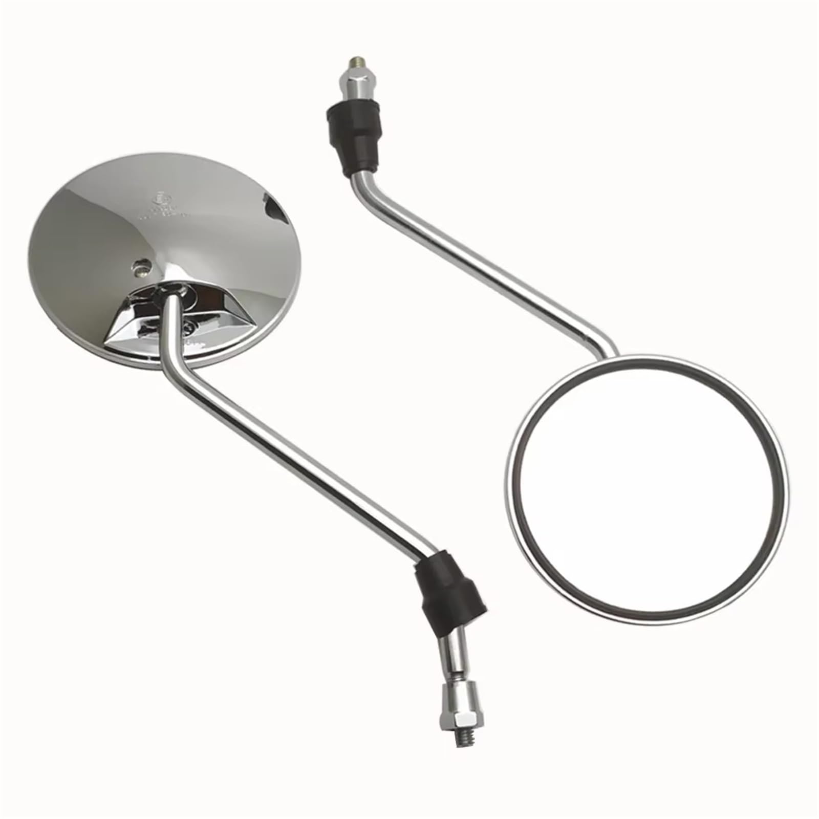 Espejos Retrovisores Moto Par Espejos retrovisores universales para Motocicleta cromados en Plata con Rosca 8 mm, Estilo Retro Redondos ovalados y convexos Espejo Retrovisor Moto