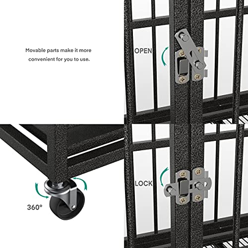 RULI Heavy Duty Dog Cage, 48" Luxury Dog Crate and Kennels for Large Dogs Indoor Outdoor with Double Doors, Locks and Lockable Wheels, Black - Image 7