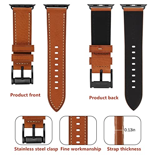 Image of HUAFIY Compatible for Apple Watch Bands 42mm 44mm45mm46mm 49mm 38mm 40mm41mm, Genuine Leather Band Strap for iWatch Series 11 /10 /9 /8,7,6,5,4,3,2,1, Ultra3 2 1
