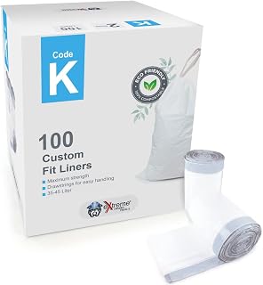 Compatible With Simplehuman K Trash Bags - Durable Custom Fit Plastic Trash Bags w/Drawstring, 35-45 Liter/ 9-12 Gallon Trash Cans-2 Refill Rolls of (100 Count) -Heavy Duty Kitchen Garbage Bag Liners