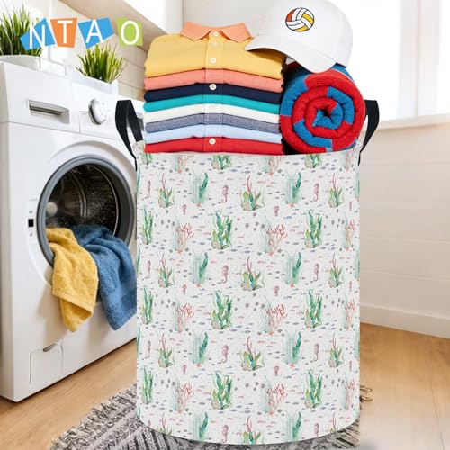 Image of NTAOHAMPER Underwater World Large Laundry Hamper,Laundry Basket,Baby Nursery Hamper,Waterproof Storage Bin,Clothes Organizer Basket,Room Decor(Underwater World)