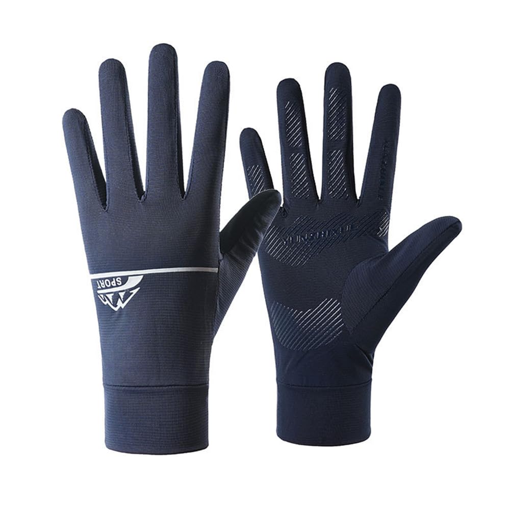 [MEPOKI] メンズ 夏 UVカット手袋【UPF50＋認証済み・気軽にUV対策できる】薄型 暑い季節でも快適な接触冷感 さらっとした着用感 滑り止め 吸湿速乾 UV手袋 耐久性・機能性も兼ね備える 紫外線対策 春夏秋 (ブルー)