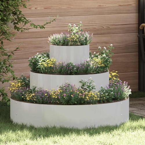 Pot de fleurs rond en acier pour extérieur robuste et facile à monter - 3