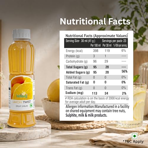 Image of Hitkary Limon Twist Syrup 700 ml | Zesty Lemon Drink Concentrate | Refreshing Summer Cooler | Ideal for Mocktails, Soda & Refreshing Drinks