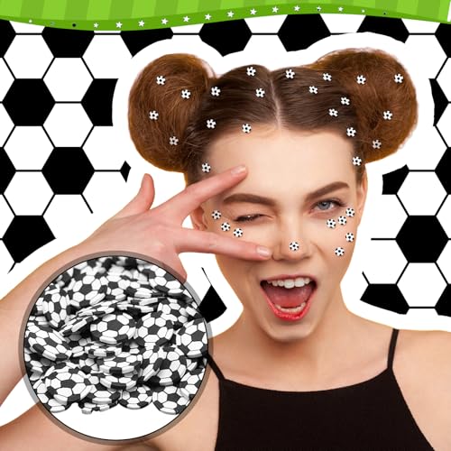 Image of Weysat 30g Mini Soccer Polymer Clay Slices 0.2 Inch Tiny Clay Soccer Pieces Sports Sprinkles Ball Confetti for Clips Nail Art DIY Craft Party Decoration Favors for Team Sports Lover
