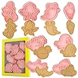Juego de cortadores de galletas oceánicas, 8 piezas de sello de galletas de mar de sirena, cortadores de galletas de animales marinos de plástico para decoración de pasteles de fondant para