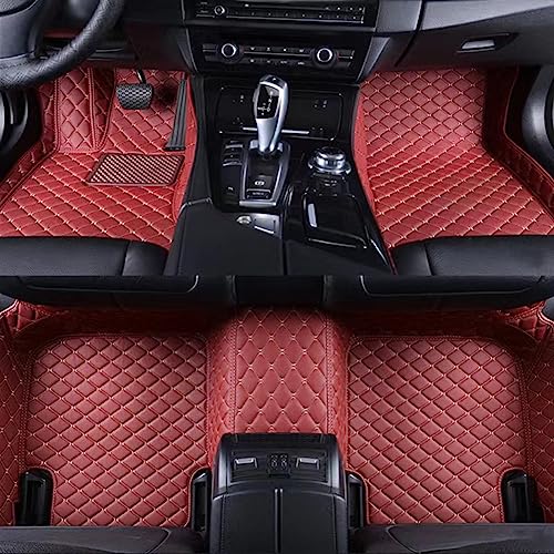 Tapis de sol voiture imperméable et antidérapant en cuir PU rouge