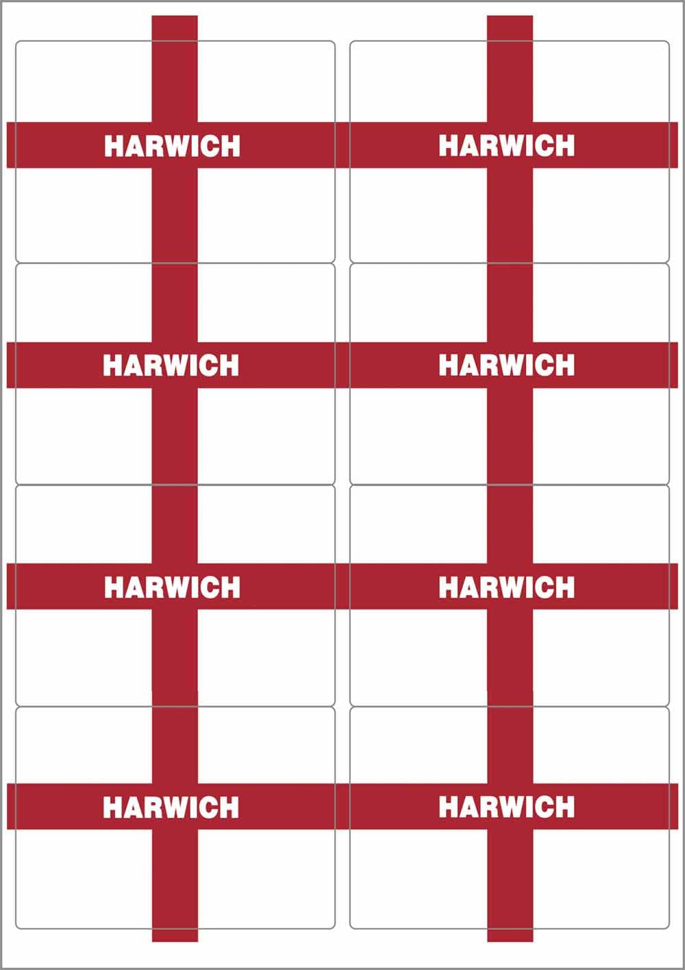 Harwich England Flag Rectangular Matt Paper Stickers A4 Sheet of 8 (Each Sticker is 99mm x 68mm)