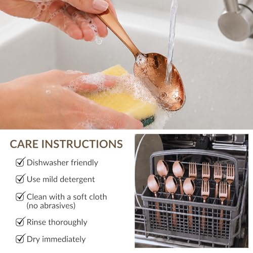 Image of Nestasia Stainless Steel 12 Piece Cutlery Set for Dining Table - Rust & Stain Resistant 6 Spoons & 6 Forks with Glossy Finish | Rose Gold PVD-Coated Flatware Set for Home, Kitchen & Gifting