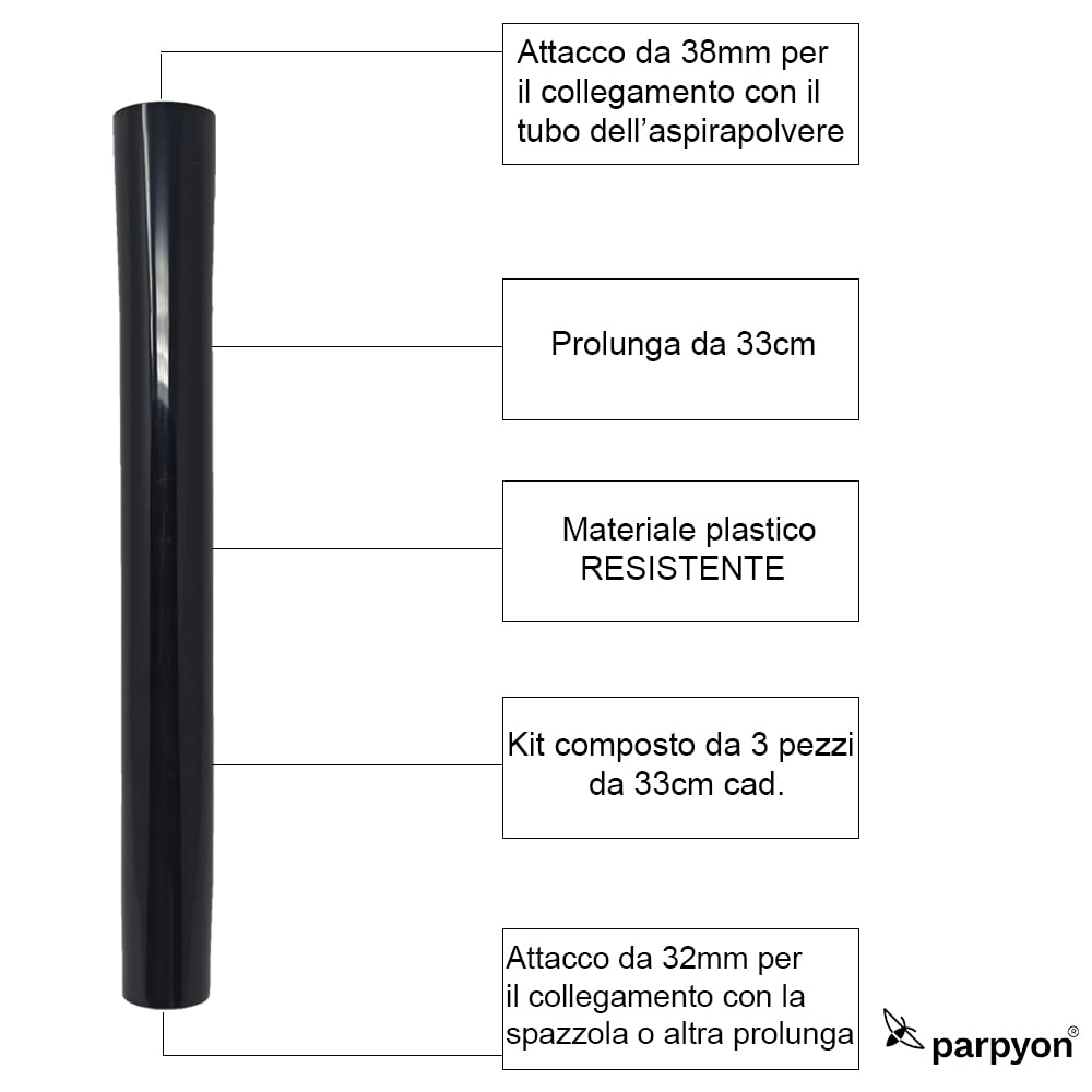 Parpyon® Ricambi e Accessori per aspirapolvere Black Decker - Annovi Reverberi AR, Tubo, aspirapolvere filtro, spazzola (Kit 3pz prolunga)