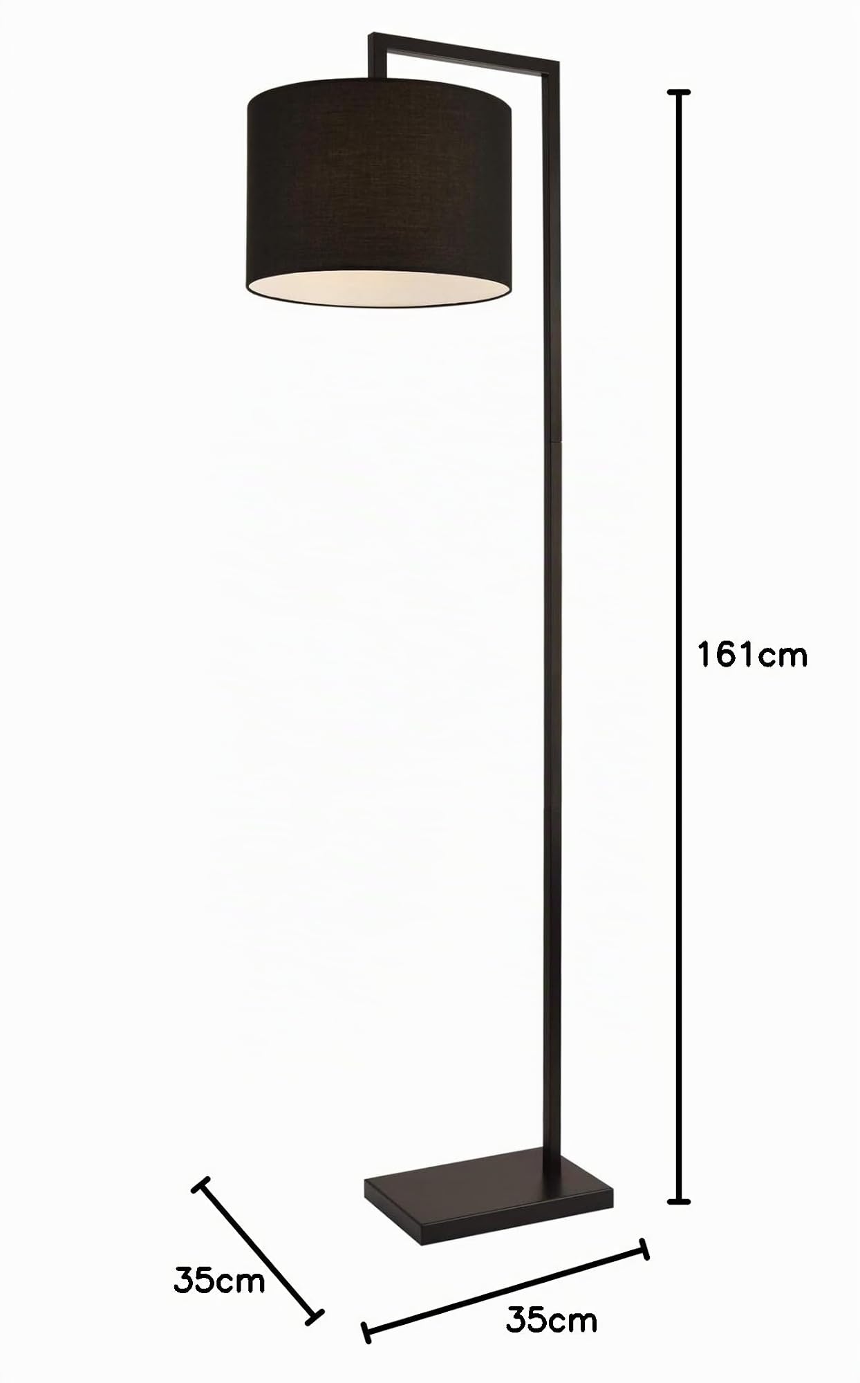lux.pro Stehleuchte 161cm Standleuchte E27 max. 60W Stehlampe Stand Lampe Metall Schwarz
