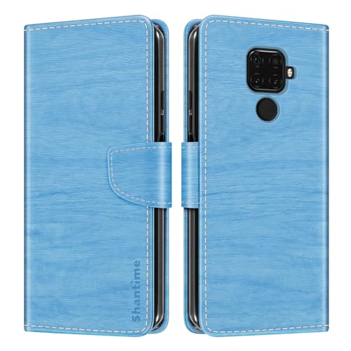 Custodia Portafoglio pelle Compatibile con Huawei Mate 30 Lite Cover Colorata Flip con Portacarte Chiusura Magnetica ProtettivaAzzurro Chiaro