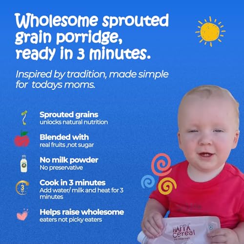 Image of Happa Multigrain Cereal for Babies | Only 7 Ingredients | No Sugar, Oil, Milk Powder, Flavours or Colours | Traditional Porridge Recipe | Cooks in 3 Minutes | Stage 2 (6 Months+) | 200g Pack