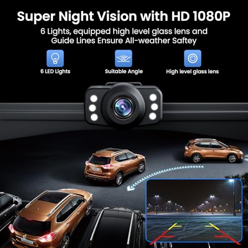 Image of TECXERLLON 5'' HD 1080P Backup Camera, Backup Camera for Car, Reverse Rear Camera with Night Version 130 Wide Angle, Waterproof, Strong Signal for Car, Van, Truck, Trailer