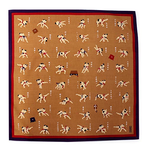 Furoshiki Japanese Traditional Wrapping Handkerchief & Bento Wrapping in Japan Gifts Souvenir (Brown Sumo Wrestling)