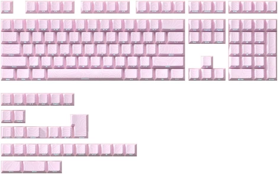 136Key Pink Keycap Side Glowing Side Backlit Characters for Mechanical Keyboards