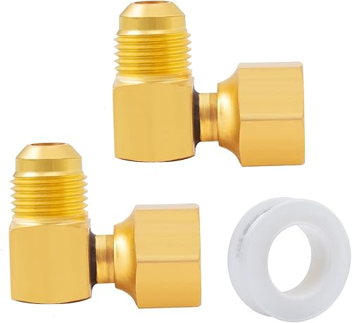 SUNGATOR Adaptador de codo de 90, llamarada giratoria hembra de 38 pulgadas x conector macho de 38 pulgadas, repuesto de codo de latón para