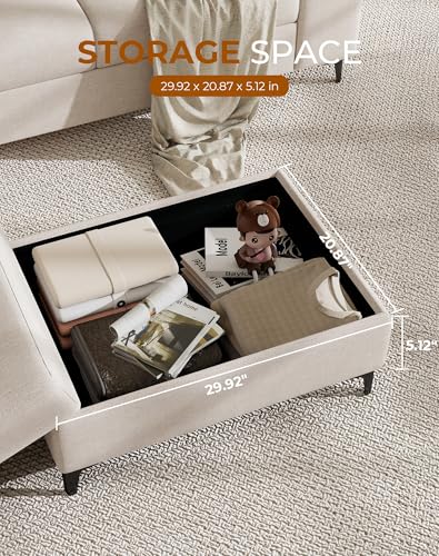 Image of 88.97 inch L Shaped Sectional Couches Deep Seat Sofa for Living Room(Beige)