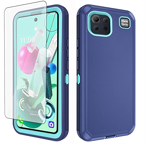Asuwish Phone Case for LG K92 5G with Tempered Glass Screen Protector and Cell Cover Hybrid Rugged Shockproof Hard Protective Drop Proof Accessories LGK925G K 92 92K LMK920AM Q92 G5 Women Men Blue