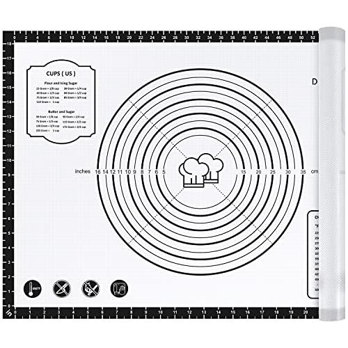 Image of Pastry Mat, 28 inch x 20 inch Food Grade Silicone Extra Large Non Stick Baking Sheet Mat with Measurement for Making Cookies,Macarons,Bread and Pastry