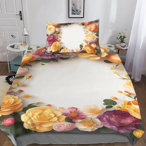 Parure de lit fleurs infroissable en microfibre douce avec zippe - 6